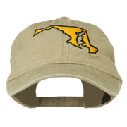 Maryland State Map Embroidered Washed Cap