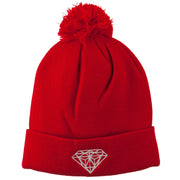 Small Diamond Embroidered Pom Beanie