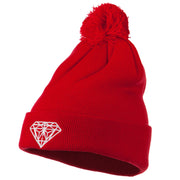 Small Diamond Embroidered Pom Beanie