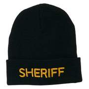 Sheriff Military Embroidered Long Cuff Beanie