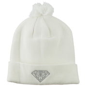 Small Diamond Embroidered Pom Beanie