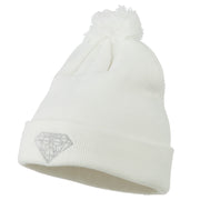 Small Diamond Embroidered Pom Beanie