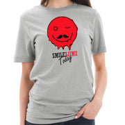 Smile Today Happy Face Graphic Design Short Sleeve Cotton Jersey T-Shirt