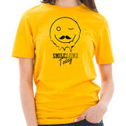 Smile Today Happy Face Graphic Design Short Sleeve Cotton Jersey T-Shirt