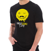 Smile Today Happy Face Graphic Design Short Sleeve Cotton Jersey T-Shirt