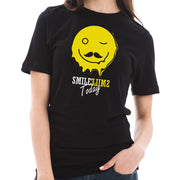 Smile Today Happy Face Graphic Design Short Sleeve Cotton Jersey T-Shirt