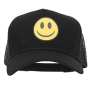 Smile Face Logo Heat Transfer Solid Cotton Twill 5 Panel Mesh Cap