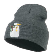 Snowman with Scarf Embroidered Cuff Beanie