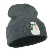 Snowman with Scarf Embroidered Cuff Beanie