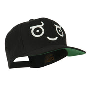 Smile Face Emoticon Embroidered Snapback Cap