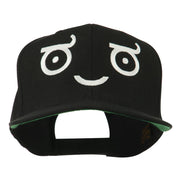 Smile Face Emoticon Embroidered Snapback Cap