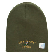 Licensed Navy Seabee Veteran Embroidered Short Beanie Made in USA