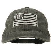 Silver American Flag Embroidered Washed Cap