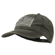 Silver American Flag Embroidered Washed Cap