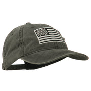 Silver American Flag Embroidered Washed Cap