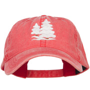 Snowy Christmas Trees Embroidered Washed Cap