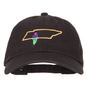 Tennessee Iris with Map Embroidered Unstructured Washed Cap