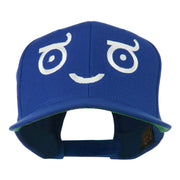 Smile Face Emoticon Embroidered Snapback Cap