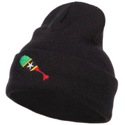 Saint Kitts and Nevis Flag Map Embroidered Long Beanie