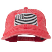 Silver American Flag Embroidered Washed Cap