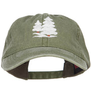 Snowy Christmas Trees Embroidered Washed Cap