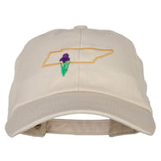 Tennessee Iris with Map Embroidered Unstructured Washed Cap