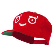 Smile Face Emoticon Embroidered Snapback Cap