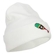 Saint Kitts and Nevis Flag Map Embroidered Long Beanie