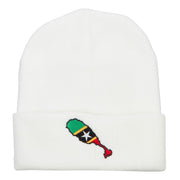 Saint Kitts and Nevis Flag Map Embroidered Long Beanie