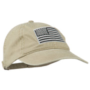 Silver American Flag Embroidered Washed Cap