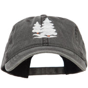 Snowy Christmas Trees Embroidered Washed Cap