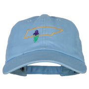 Tennessee Iris with Map Embroidered Unstructured Washed Cap