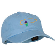 Tennessee Iris with Map Embroidered Unstructured Washed Cap