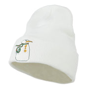 Snowman with Scarf Embroidered Cuff Beanie