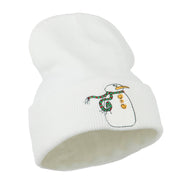 Snowman with Scarf Embroidered Cuff Beanie