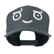 Smile Face Emoticon Embroidered Snapback Cap