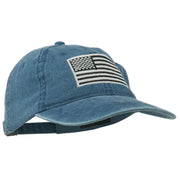 Silver American Flag Embroidered Washed Cap