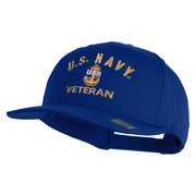 USN Veteran Military Embroidered Solid Cotton Twill Pro Style Cap - Royal OSFM