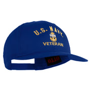 USN Veteran Military Embroidered Solid Cotton Twill Pro Style Cap - Royal OSFM