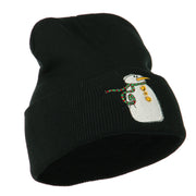 Snowman with Scarf Embroidered Cuff Beanie