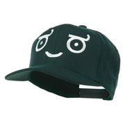 Smile Face Emoticon Embroidered Snapback Cap