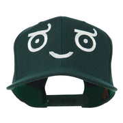 Smile Face Emoticon Embroidered Snapback Cap