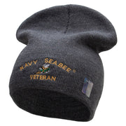 Licensed Navy Seabee Veteran Embroidered Short Beanie Made in USA