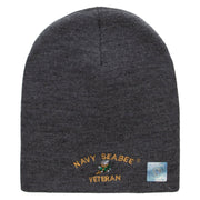 Licensed Navy Seabee Veteran Embroidered Short Beanie Made in USA