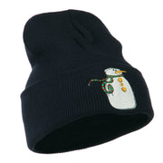 Snowman with Scarf Embroidered Cuff Beanie