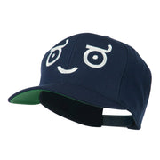 Smile Face Emoticon Embroidered Snapback Cap