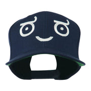 Smile Face Emoticon Embroidered Snapback Cap