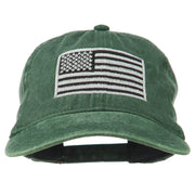 Silver American Flag Embroidered Washed Cap