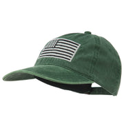 Silver American Flag Embroidered Washed Cap