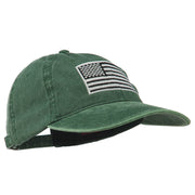 Silver American Flag Embroidered Washed Cap